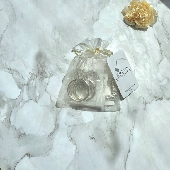 Hottie Couture Lot of 5 Women's Square Ribbed & Rhinestone Dollar Stud Earrings - Picture 7 of 8